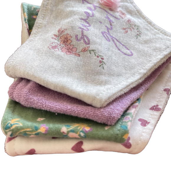 4-Set Baby Girl Unisex Baby Bandana Cotton Drool Bib Set, One Size - Picture 3 of 4
